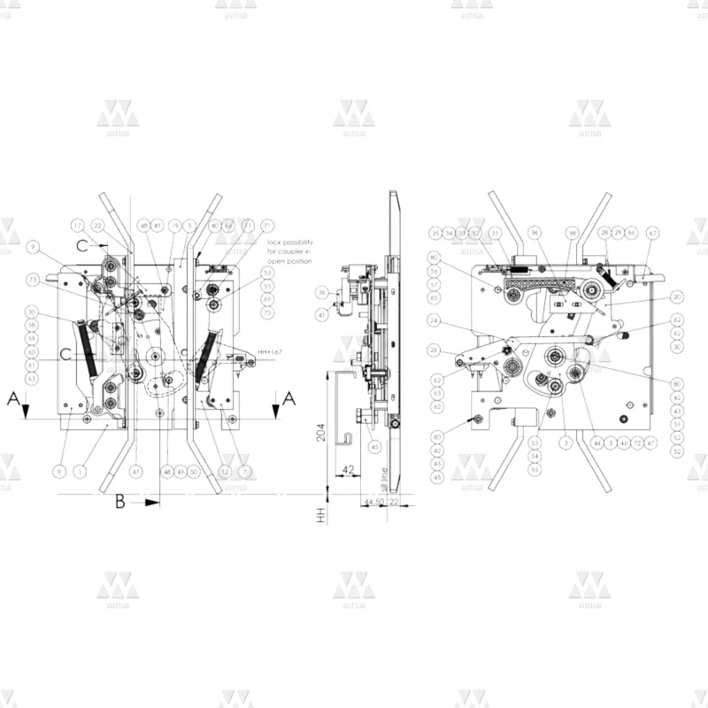 1047306A05-A | Lock Coupler - AMD01L coupler left NH=300 (605390G05)